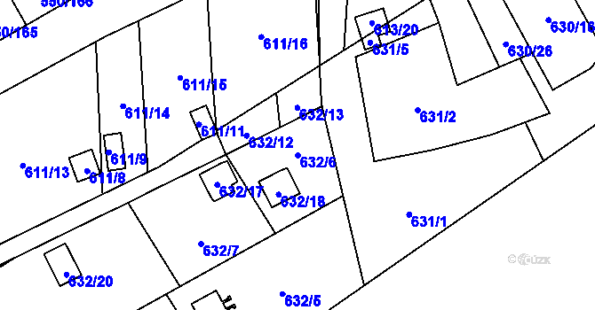 Parcela st. 632/6 v KÚ Ráj, Katastrální mapa