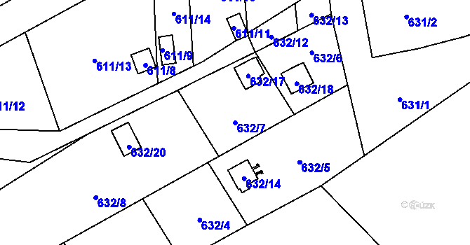 Parcela st. 632/7 v KÚ Ráj, Katastrální mapa