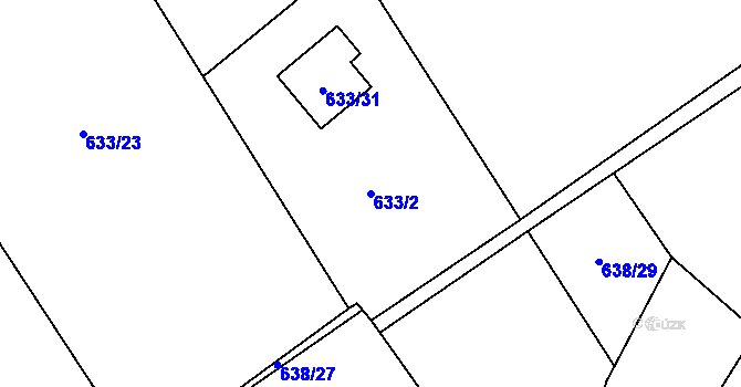 Parcela st. 633/2 v KÚ Ráj, Katastrální mapa