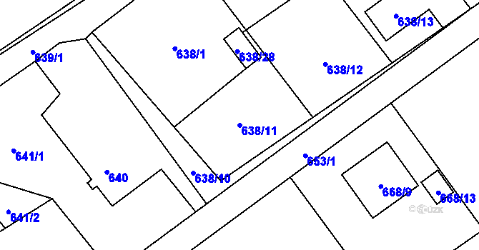 Parcela st. 638/11 v KÚ Ráj, Katastrální mapa