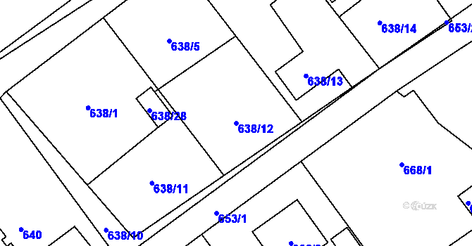 Parcela st. 638/12 v KÚ Ráj, Katastrální mapa