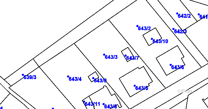 Parcela st. 643/3 v KÚ Ráj, Katastrální mapa