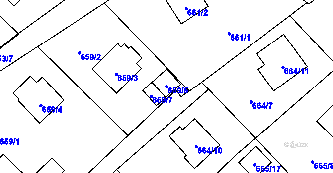 Parcela st. 659/5 v KÚ Ráj, Katastrální mapa
