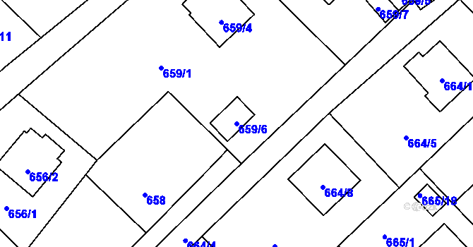 Parcela st. 659/6 v KÚ Ráj, Katastrální mapa