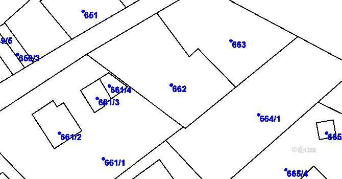 Parcela st. 662 v KÚ Ráj, Katastrální mapa