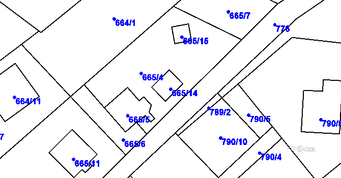 Parcela st. 665/14 v KÚ Ráj, Katastrální mapa