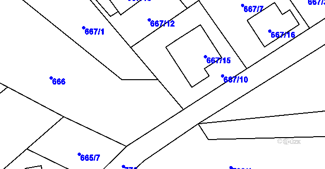 Parcela st. 667/14 v KÚ Ráj, Katastrální mapa