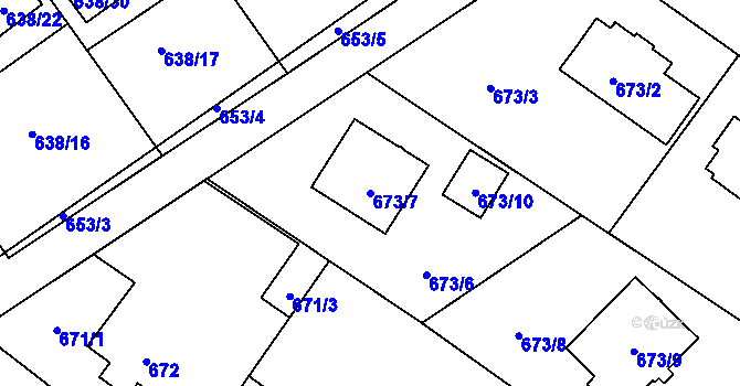 Parcela st. 673/7 v KÚ Ráj, Katastrální mapa