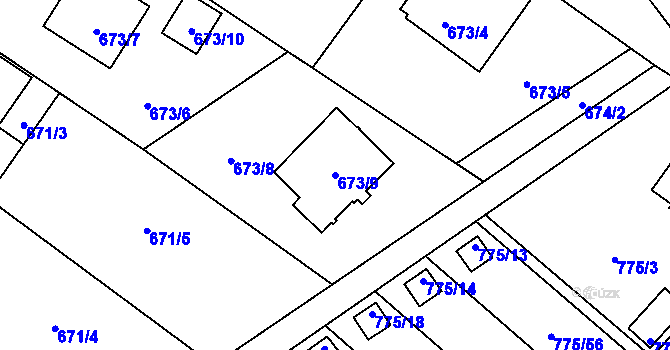 Parcela st. 673/9 v KÚ Ráj, Katastrální mapa