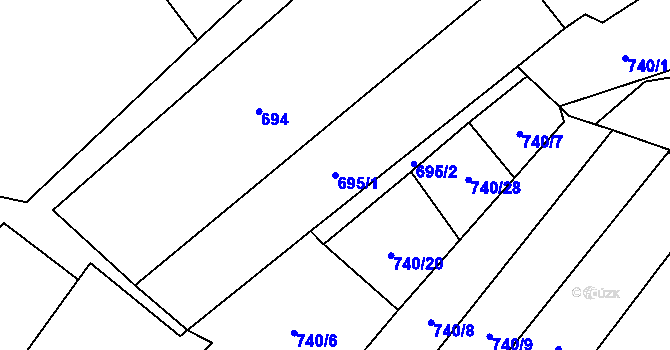 Parcela st. 695/1 v KÚ Ráj, Katastrální mapa