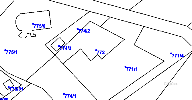 Parcela st. 772 v KÚ Ráj, Katastrální mapa
