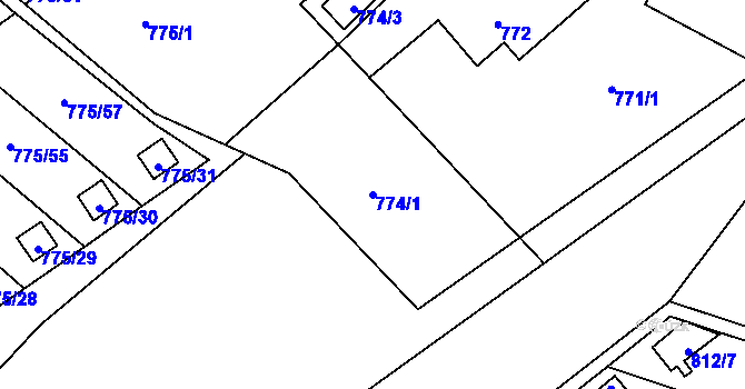 Parcela st. 774/1 v KÚ Ráj, Katastrální mapa