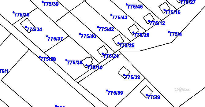 Parcela st. 775/24 v KÚ Ráj, Katastrální mapa