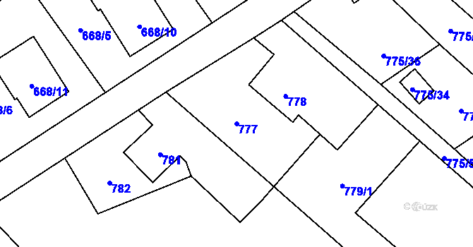 Parcela st. 777 v KÚ Ráj, Katastrální mapa