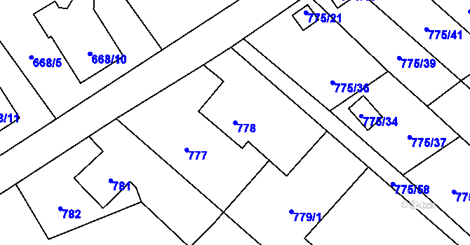 Parcela st. 778 v KÚ Ráj, Katastrální mapa