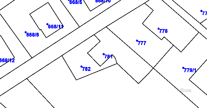 Parcela st. 781 v KÚ Ráj, Katastrální mapa