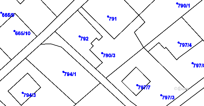 Parcela st. 790/3 v KÚ Ráj, Katastrální mapa