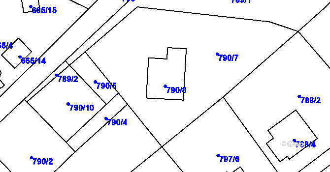 Parcela st. 790/8 v KÚ Ráj, Katastrální mapa