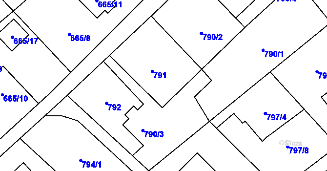 Parcela st. 791 v KÚ Ráj, Katastrální mapa
