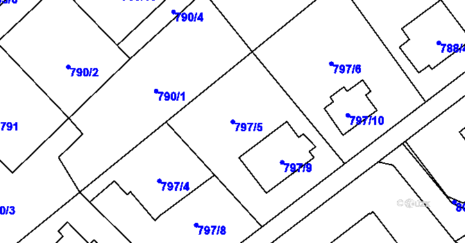 Parcela st. 797/5 v KÚ Ráj, Katastrální mapa