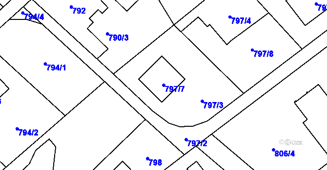 Parcela st. 797/7 v KÚ Ráj, Katastrální mapa