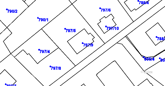 Parcela st. 797/9 v KÚ Ráj, Katastrální mapa