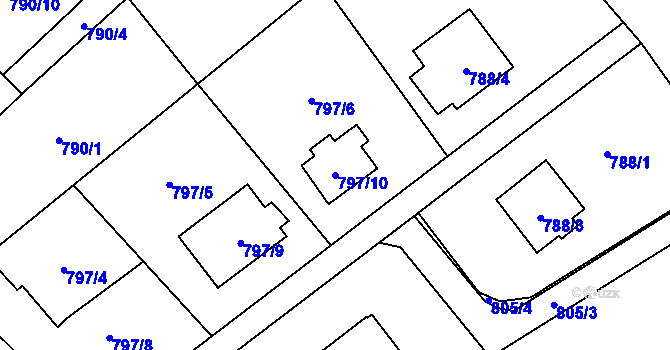 Parcela st. 797/10 v KÚ Ráj, Katastrální mapa