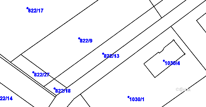 Parcela st. 822/13 v KÚ Ráj, Katastrální mapa
