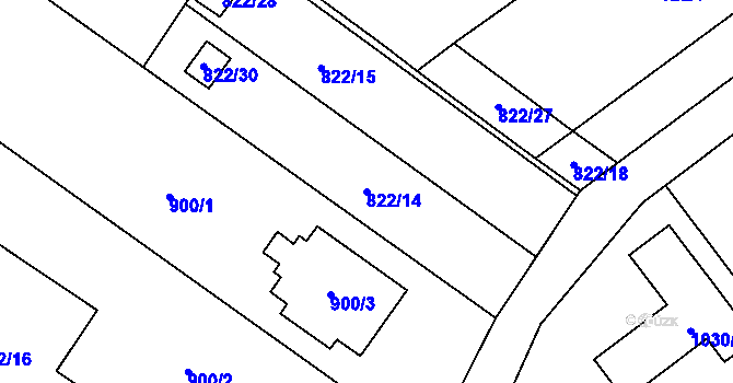 Parcela st. 822/14 v KÚ Ráj, Katastrální mapa