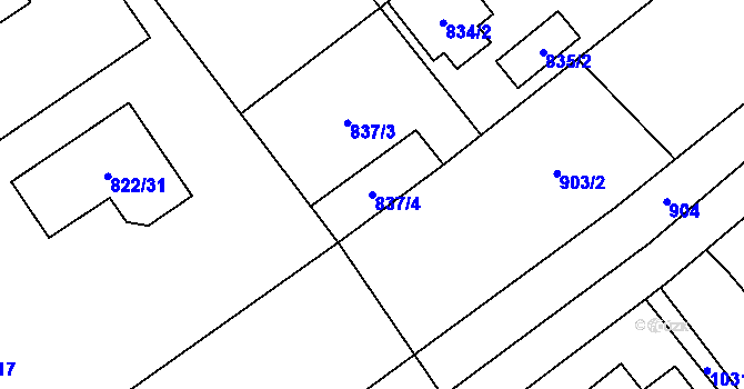 Parcela st. 837/4 v KÚ Ráj, Katastrální mapa