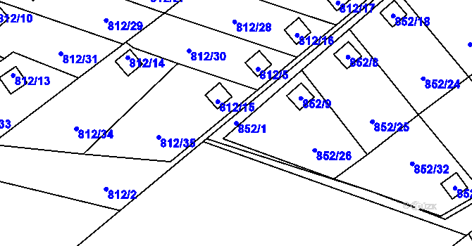Parcela st. 852/1 v KÚ Ráj, Katastrální mapa