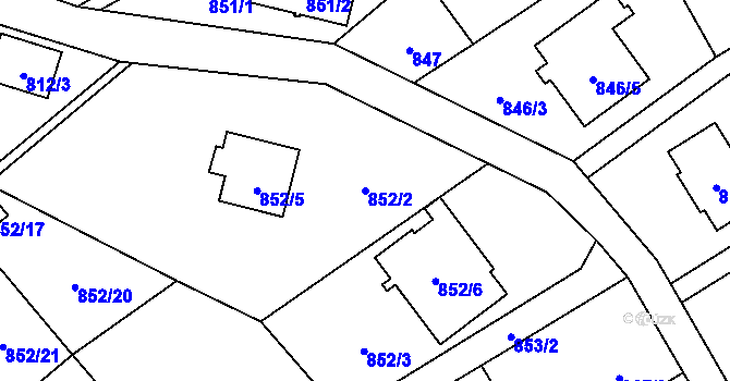 Parcela st. 852/2 v KÚ Ráj, Katastrální mapa
