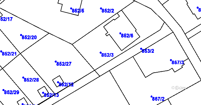 Parcela st. 852/3 v KÚ Ráj, Katastrální mapa
