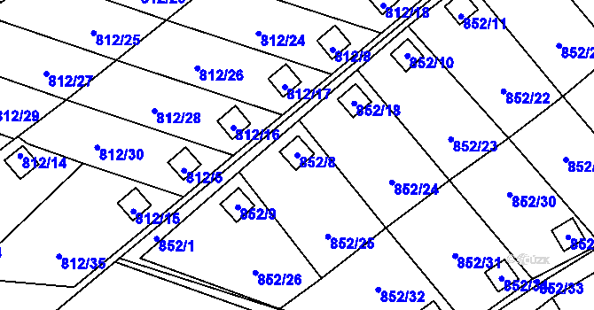 Parcela st. 852/8 v KÚ Ráj, Katastrální mapa