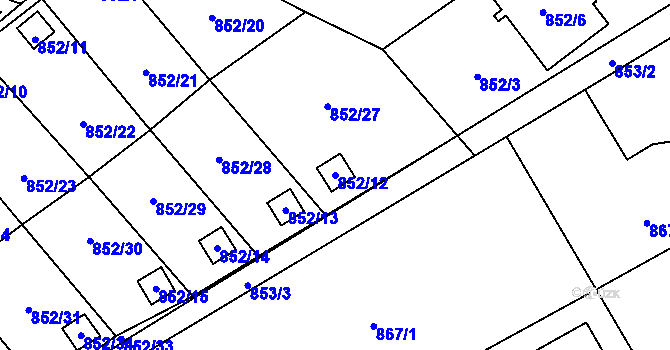 Parcela st. 852/12 v KÚ Ráj, Katastrální mapa