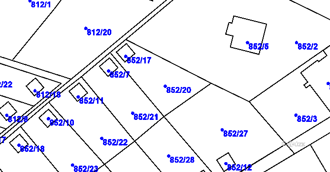 Parcela st. 852/20 v KÚ Ráj, Katastrální mapa