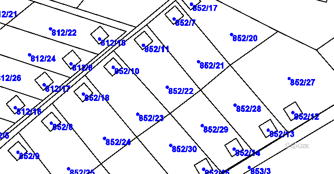 Parcela st. 852/22 v KÚ Ráj, Katastrální mapa