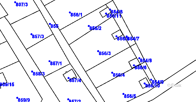 Parcela st. 856/3 v KÚ Ráj, Katastrální mapa