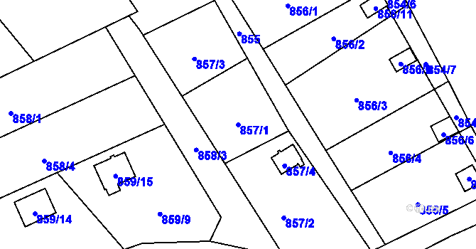 Parcela st. 857/1 v KÚ Ráj, Katastrální mapa