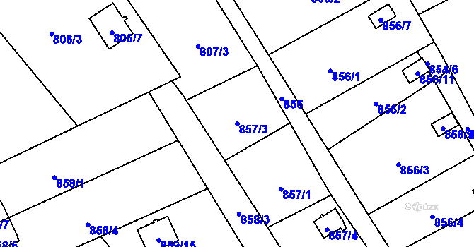 Parcela st. 857/3 v KÚ Ráj, Katastrální mapa