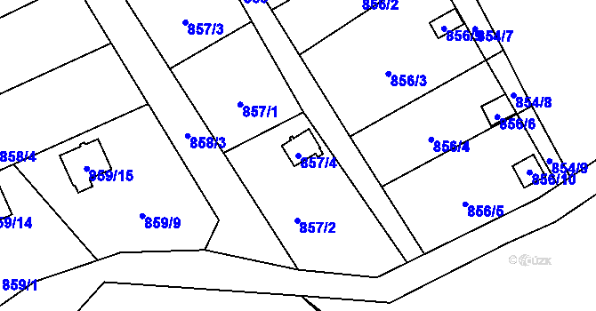 Parcela st. 857/4 v KÚ Ráj, Katastrální mapa