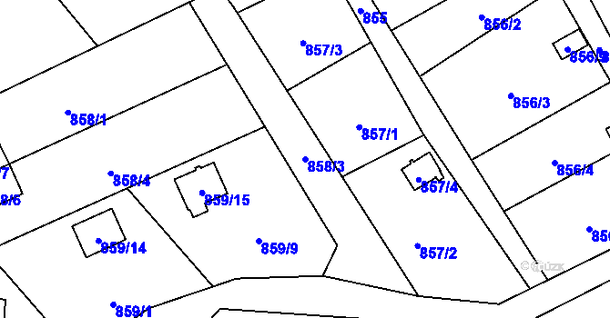 Parcela st. 858/3 v KÚ Ráj, Katastrální mapa