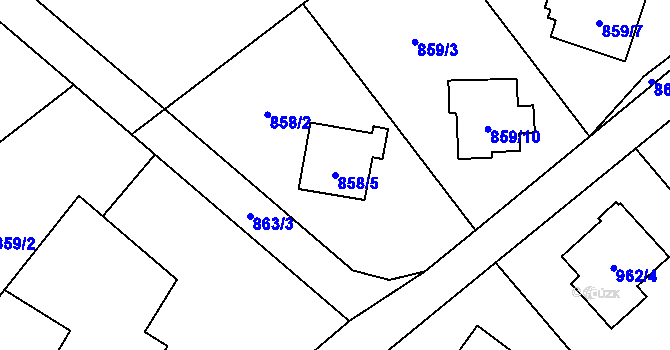 Parcela st. 858/5 v KÚ Ráj, Katastrální mapa