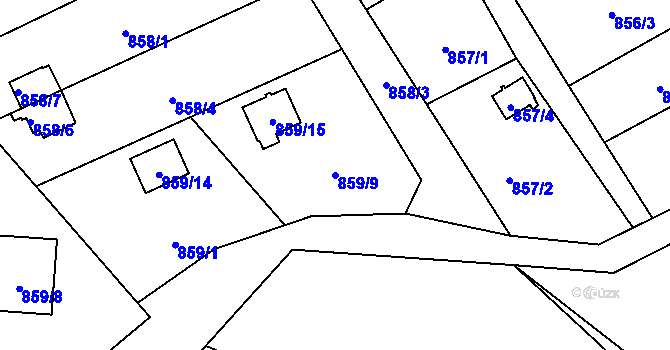 Parcela st. 859/9 v KÚ Ráj, Katastrální mapa