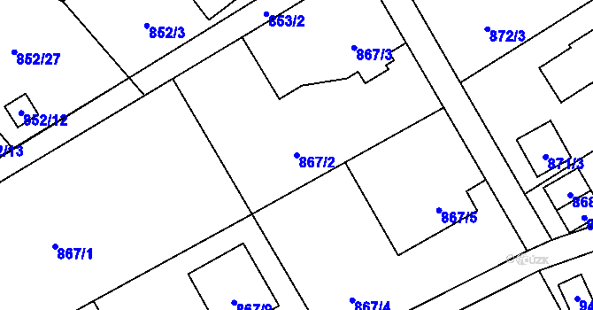 Parcela st. 867/2 v KÚ Ráj, Katastrální mapa