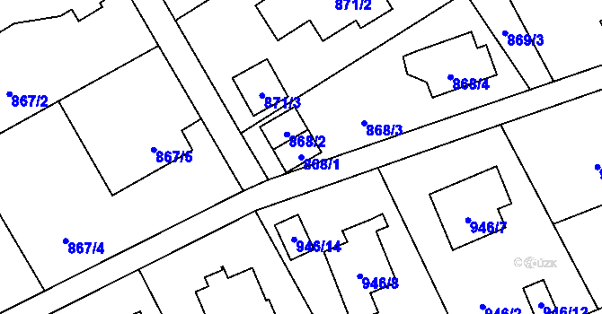 Parcela st. 868/1 v KÚ Ráj, Katastrální mapa
