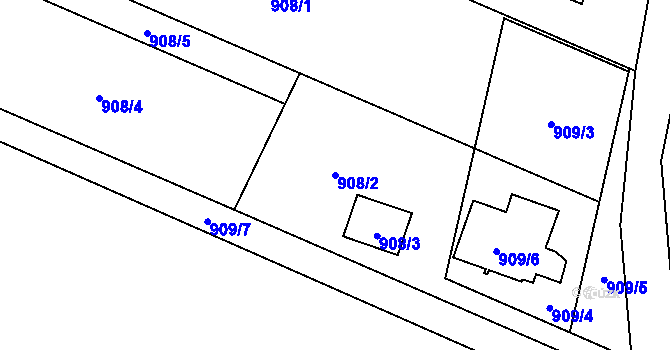 Parcela st. 908/2 v KÚ Ráj, Katastrální mapa