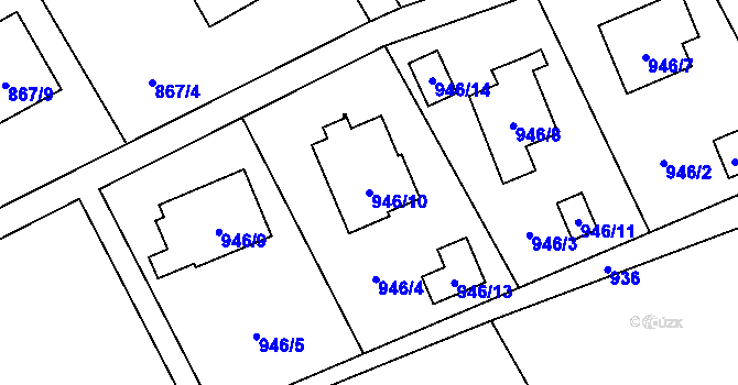Parcela st. 946/10 v KÚ Ráj, Katastrální mapa