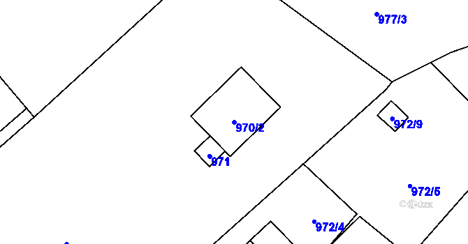 Parcela st. 970/2 v KÚ Ráj, Katastrální mapa