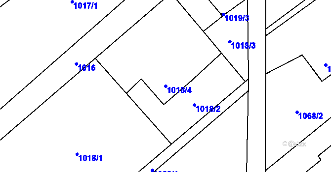 Parcela st. 1018/4 v KÚ Ráj, Katastrální mapa